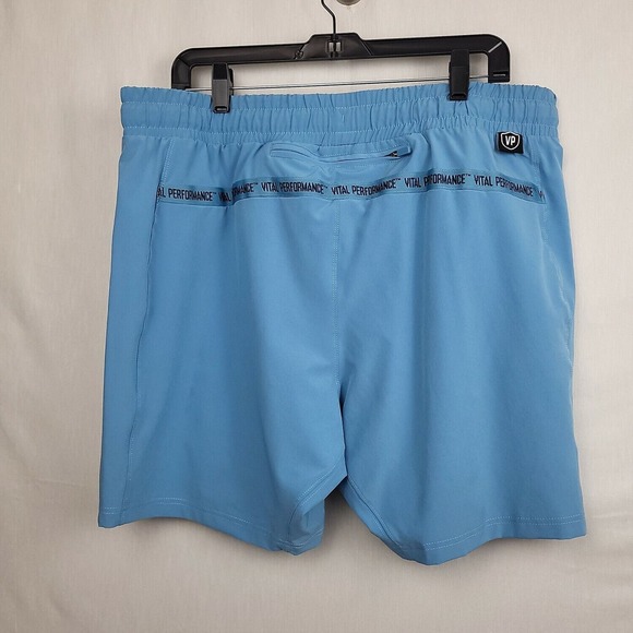 Vital Proteins Mens Sky Blue Elastic Waist Double Layer Athletic Shorts Size 2XL - Picture 2 of 9